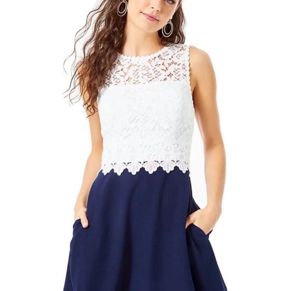 Lilly Pulitzer Lace and Navy Carolyn Dress